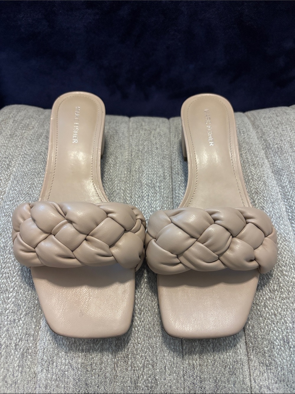 Marc Fisher Braided Slide Sandals in Taupe 8-1/2
